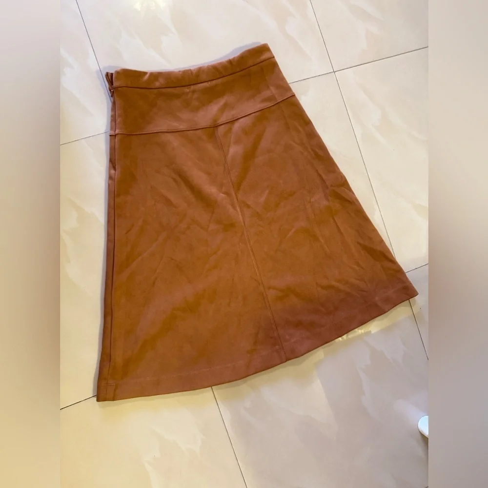Girls Faux Suede kid chick Skirt brown zipper winter zipper 18 Y winter